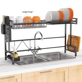 Over The Sink Dish Drying Rack, 2 Tiers Stainless Steel Dish Racks For Kitchen Counter, Large Dish Drainer With Utensil Holder, Cutting Board Holder,