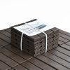 Patio Interlocking Deck Tiles, 12"x12" Square Composite Decking Tiles, Four Slat Plastic Outdoor Flooring Tile All Weather for Balcony Porch Backyard