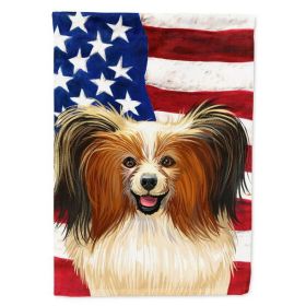 Phalene Dog American Flag Flag Canvas House Size