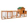 121' Large outdoor Wooden Chicken Coop, Hen House with Nest Box ,Wire Fence Poultry Cage