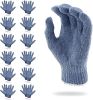 Pack of 12 Pairs Gray Knit Gloves for Men 10" Washable Cotton Work Gloves with Elastic Knit Wrist 10 Oz. Cotton Polyester Reusable Gloves. Comfortable