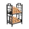 Outdoor Log Rack Firewood Storage Rack Outdoor, 2 Tier Outdoor Firewood Racks Log Holder with 4 Tools, Modern Firewood Holder Outdoor Small Log Rack w