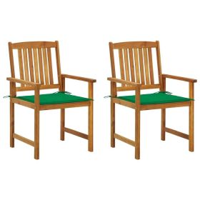 Patio Chairs with Cushions 2 pcs Solid Acacia Wood