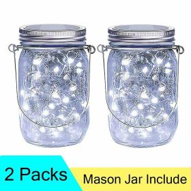 2x Solar Mason Jar Lid Insert Fairy String Light 20 LED Jar Include Garden Decor