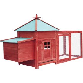 Chicken Coop with Nest Box Red 74.8"x28.3"x40.2" Solid Firwood