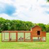 121' Large outdoor Wooden Chicken Coop, Hen House with Nest Box ,Wire Fence Poultry Cage