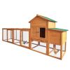 121' Large outdoor Wooden Chicken Coop, Hen House with Nest Box ,Wire Fence Poultry Cage