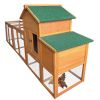 121' Large outdoor Wooden Chicken Coop, Hen House with Nest Box ,Wire Fence Poultry Cage