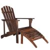 120*72*96cm Outdoor Garden With Footstool Wooden Single Chair Carbonized Color