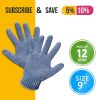 Pack of 12 Pairs Gray Knit Gloves for Men 10" Washable Cotton Work Gloves with Elastic Knit Wrist 10 Oz. Cotton Polyester Reusable Gloves. Comfortable