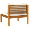 6 Piece Patio Lounge Set with Cream Cushion Solid Acacia Wood