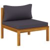 4 Piece Patio Lounge Set with Cushion Solid Acacia Wood