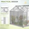 6' L x 6' W Walk-In Polycarbonate Greenhouse with Roof Vent for Ventilation & Rain Gutter;  Hobby Greenhouse for Winter