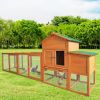 121' Large outdoor Wooden Chicken Coop, Hen House with Nest Box ,Wire Fence Poultry Cage