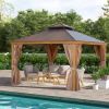 12*12FT patic gazebo,alu gazebo with steel canopy,Outdoor Permanent Hardtop Gazebo Canopy for Patio, Garden, Backyard