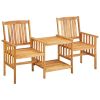 Patio Chairs with Tea Table and Cushions Solid Acacia Wood