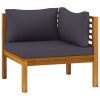 4 Piece Patio Lounge Set with Cushion Solid Acacia Wood