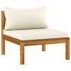 6 Piece Patio Lounge Set with Cream Cushion Solid Acacia Wood