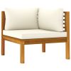 6 Piece Patio Lounge Set with Cream Cushion Solid Acacia Wood