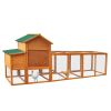 121' Large outdoor Wooden Chicken Coop, Hen House with Nest Box ,Wire Fence Poultry Cage