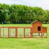 121' Large outdoor Wooden Chicken Coop, Hen House with Nest Box ,Wire Fence Poultry Cage