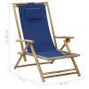 Reclining Relaxing Chair Navy Blue Bamboo and Fabric