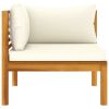 6 Piece Patio Lounge Set with Cream Cushion Solid Acacia Wood