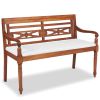 4 Piece Patio Lounge Set with Cushions Solid Teak Wood