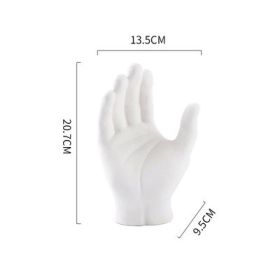 Human Palm Art Ceramic Artifact Small Ornaments Dried Flower Arrangement Flower Vase (Color: White)