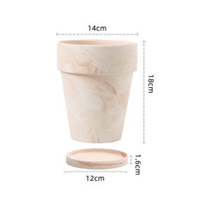 Gradient Macchiato Red And White Pottery Natural Pot Vegetarian Burning Breathable And Absorbent Large Type Green Plants Meaty (Option: C sytle 14cm-Without pallet)