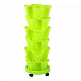 Balcony 6-layer Three-dimensional Basin Combination Plastic Flowerpot (Option: Green-large)