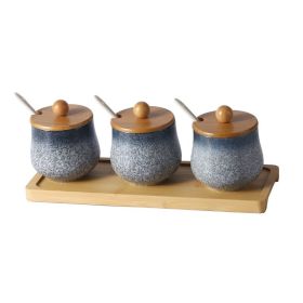 Japanese Style Ceramic Chili Oil Condiment Bottle And Jar Combination Set (Option: Mercury-3PCS)