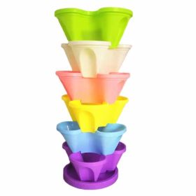 Balcony 6-layer Three-dimensional Basin Combination Plastic Flowerpot (Option: Color Mixing-Large)