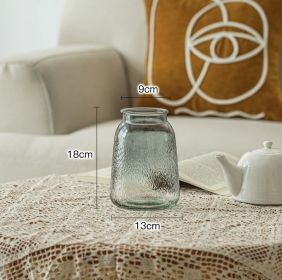 Vase Decoration Clear Glass Hydroponic Countertop In Living Room (Option: Ice style smoke gray)