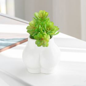 Fashion Simple Character Butt Ceramic Succulent Flower Pot (Color: White)