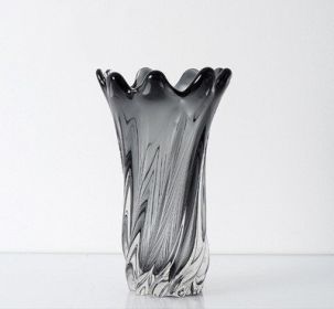 Modern American Living Room Petal Mouth Glass Vase Grey (Option: Silver-Large size)