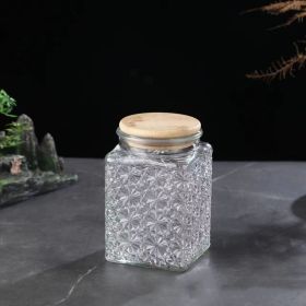 Vintage Crabapple Flower Glass Sealed Jar Candy Snack Storage Jar (Option: Fang Xingchen-Bamboo cover)