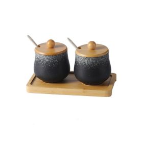 Japanese Style Ceramic Chili Oil Condiment Bottle And Jar Combination Set (Option: Moxue-2PCS)