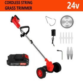 24V Lithium Electric Lawn Mower With Wheels Foreign Trade Exclusive For Cross-border Grass Trimmer Household Weeding Machine (Option: Red-One battery one charge-EU)