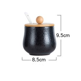 Japanese Style Ceramic Chili Oil Condiment Bottle And Jar Combination Set (Option: Bright black-1PCS)