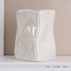 Ceramic Decorative Vase Water Raised Flowers Building Blocks Living Room (Option: White-Such as)