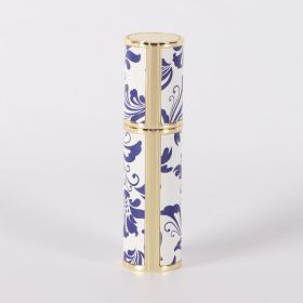 Blue And White Porcelain Vintage Perfume Sub-bottles PU Leather Glass Bottle (Option: No4)