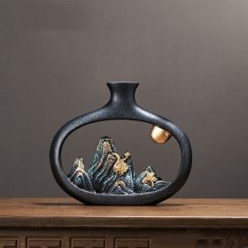 Chinese Style Mountain View Vase Decoration Tabletop Flower (Option: Short style)