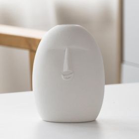 Frosted Abstract Human Art Head Ceramic Vase (Option: C)