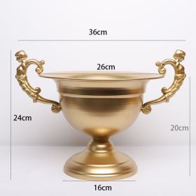 Retro Iron Art Flower Ware FrenchDecoration Vase For Wedding Banquet Table (Color: Gold)