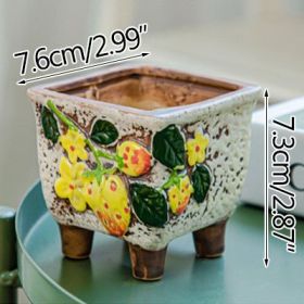 Square Creative Cute Cartoon Ceramic Succulent Pot (Option: White-C)