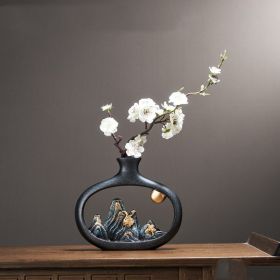 Chinese Style Mountain View Vase Decoration Tabletop Flower (Option: Combination1)