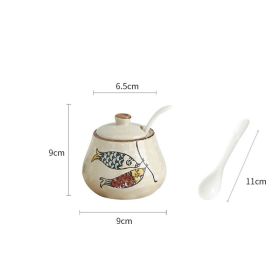 Household High Temperature Resistant Ceramic Meat And Oil Tank Seasoning Jar With Lid Spoon (Option: 13 Style)