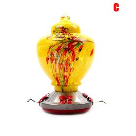 Hummingbird Feeder for Outdoors Hand Blown Colorful Glass Feeder with Ant Moat Gardening Supplies Bird Feeder Ant Proof (Color: c)