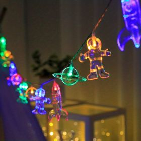 1 Set; LED String Light; 20 LED Battery Operated String Lights; Astronaut Spaceship Rocket Outer Space Room Bedroom Decor; Birthday Anniversary Party (Color: Color, size: 118.11 inch 20LED)